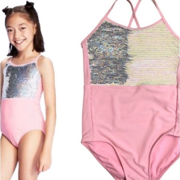 More than Magic Flip Sequin Pink Swimsuit L 10/12 - Picture 4 of 7